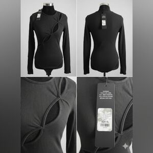 Fashion Nova Black Cut-Out Bodysuit